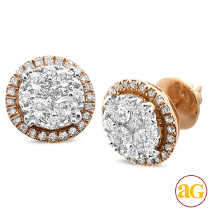 14KR 2.00CTW DIAMOND ROUND SHAPED CLUSTER EARRING