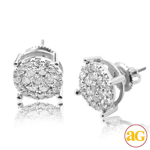 10KW 1.00CTW DIAMOND ROUND CLUSTER EARRING STUDS
