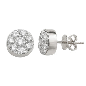 14KW 1.65CTW DIAMOND ROUND CLUSTER EARRINGS
