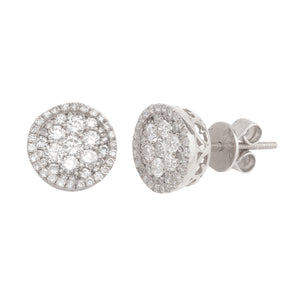 14KW 1.00CTW DIAMOND ROUND CLUSTER EARRINGS