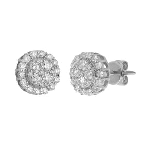14KW 0.65CTW DIAMOND ROUND CLUSTER EARRING STUDS