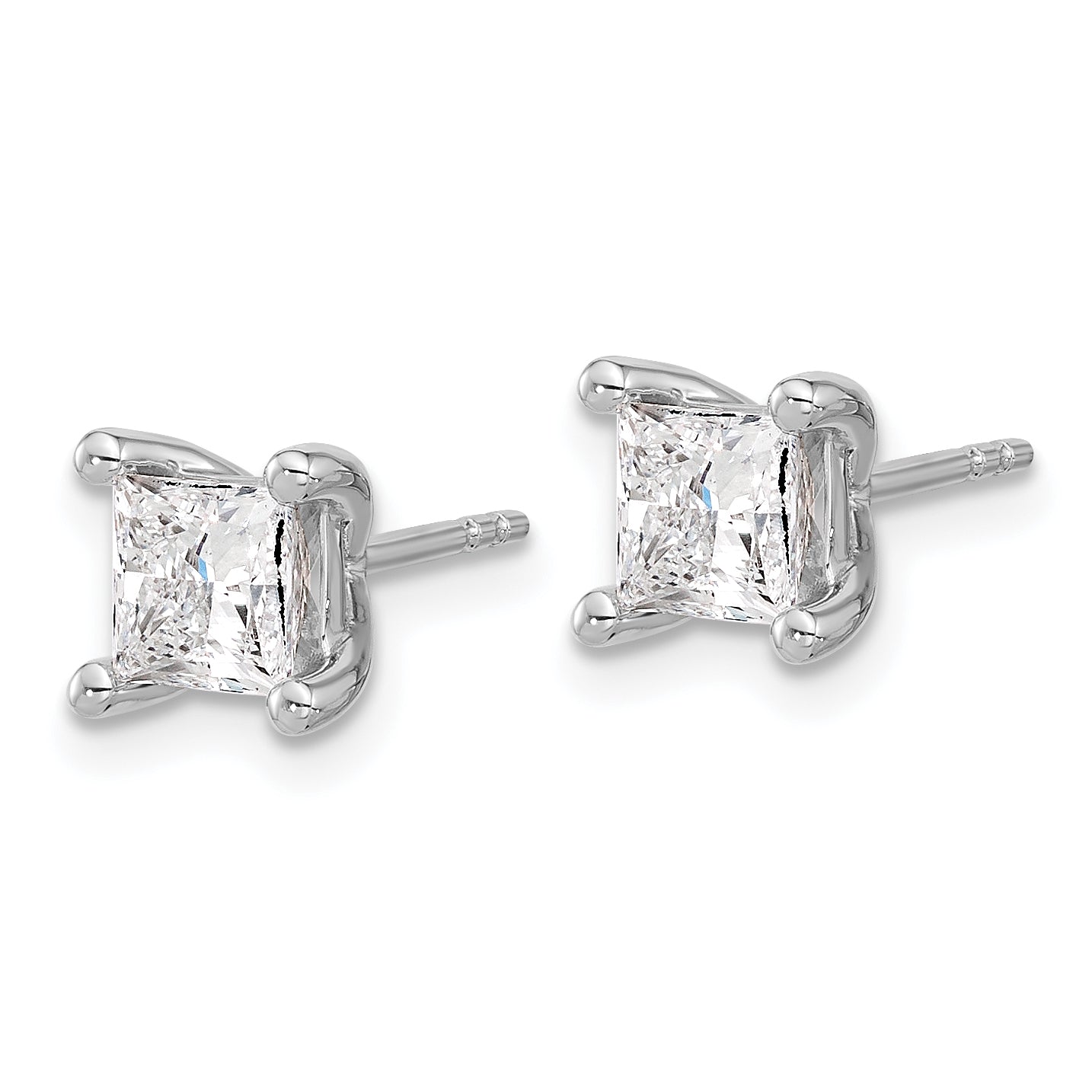 14kw 1 1/2ct Lab Grown Dia VS+ F+ Princess Comp 4 Prong Stud Earrings