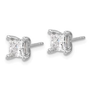 14kw 1 1/2ct Lab Grown Dia VS+ F+ Princess Comp 4 Prong Stud Earrings
