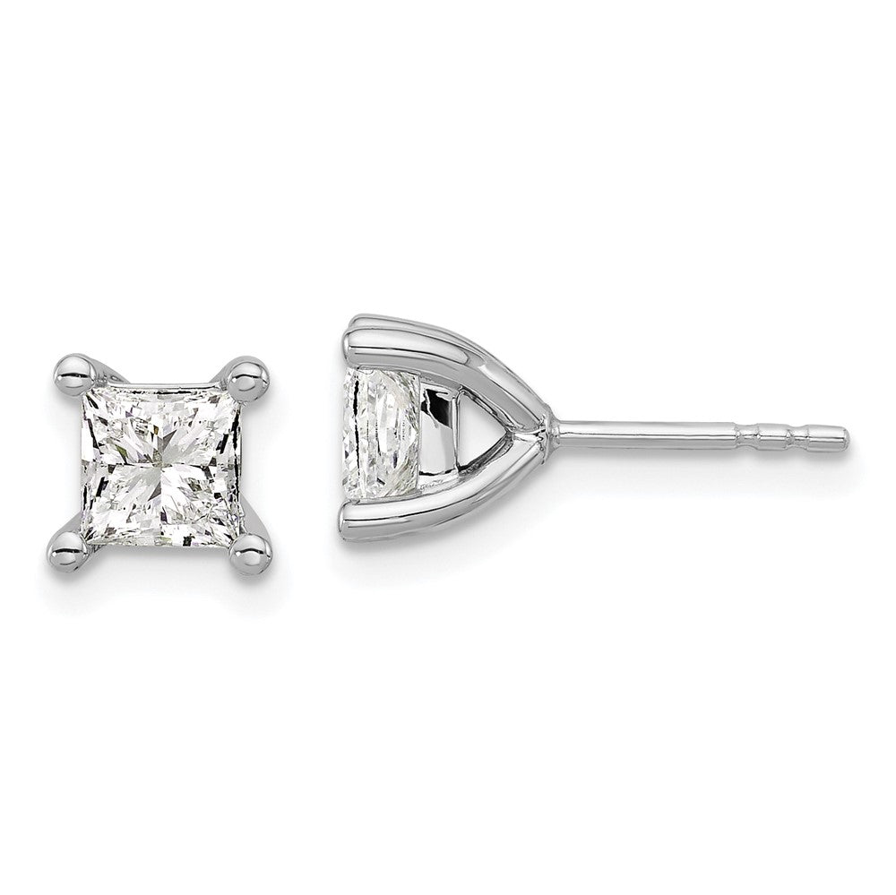 14kw 1 1/2ct Lab Grown Dia VS+ F+ Princess Comp 4 Prong Stud Earrings
