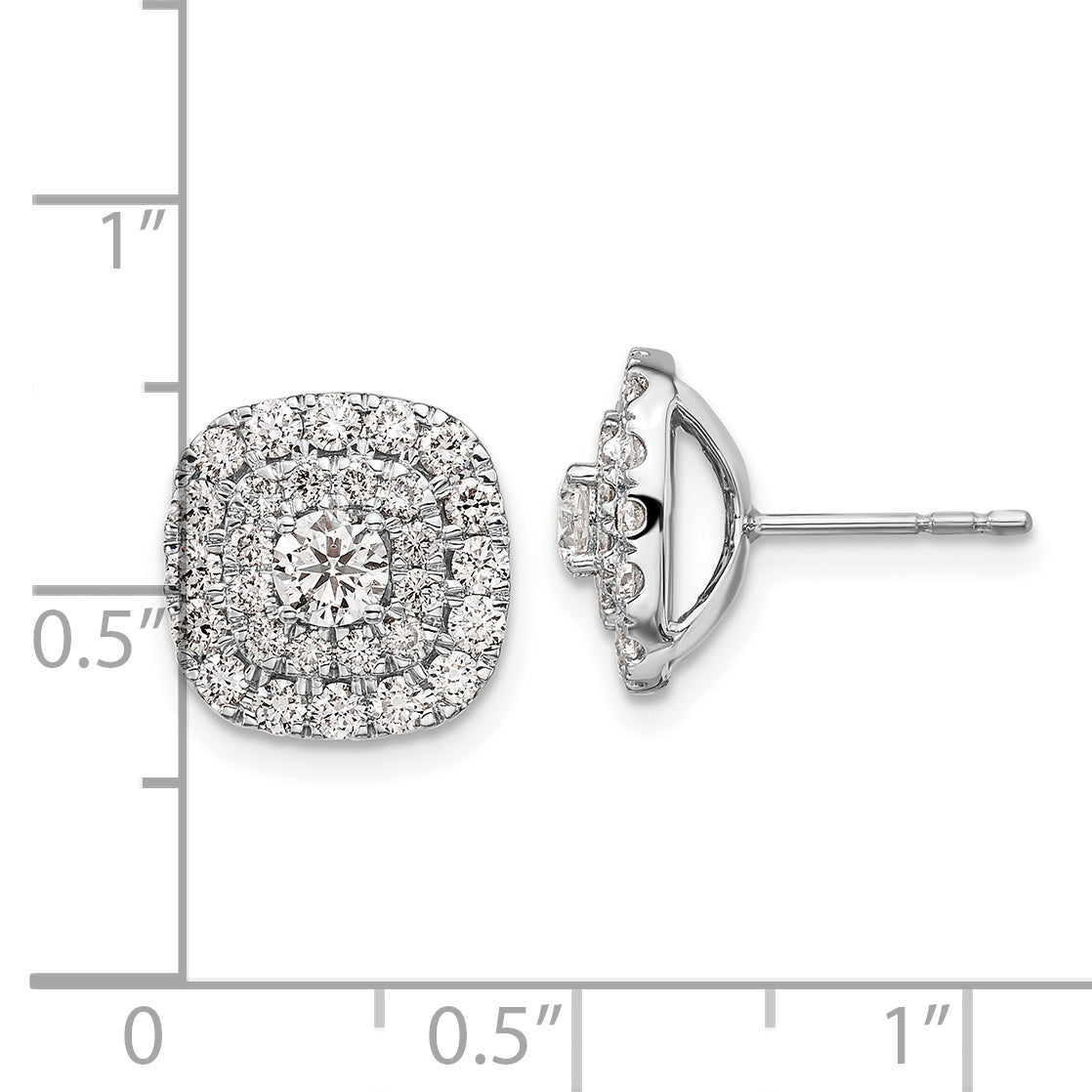 14k White Gold 1 1/2 ct Lab Grown Dia VS/SI+ G+ Double Halo Post Earrings
