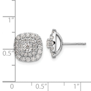 14k White Gold 1 1/2 ct Lab Grown Dia VS/SI+ G+ Double Halo Post Earrings