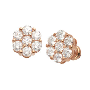 14KR 2.25-2.35CTW DIAMOND 7-STONE FLOWER EARRINGS
