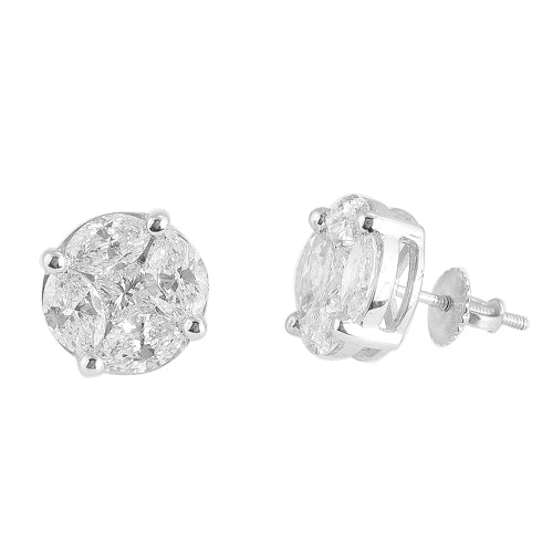 14KW 3.25CTW DIAMOND PIE CUT LADIES EARRING