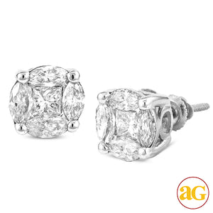 14KW 2.05CTW DIAMOND PIE CUT EARRING STUDS
