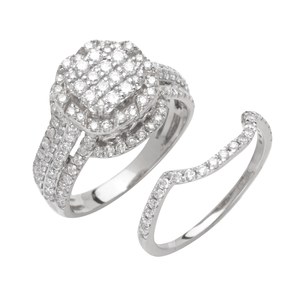 14KW 1.50CTW DIAMOND SQUARE HEAD BRIDAL SET