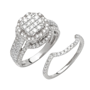 14KW 1.50CTW DIAMOND SQUARE HEAD BRIDAL SET