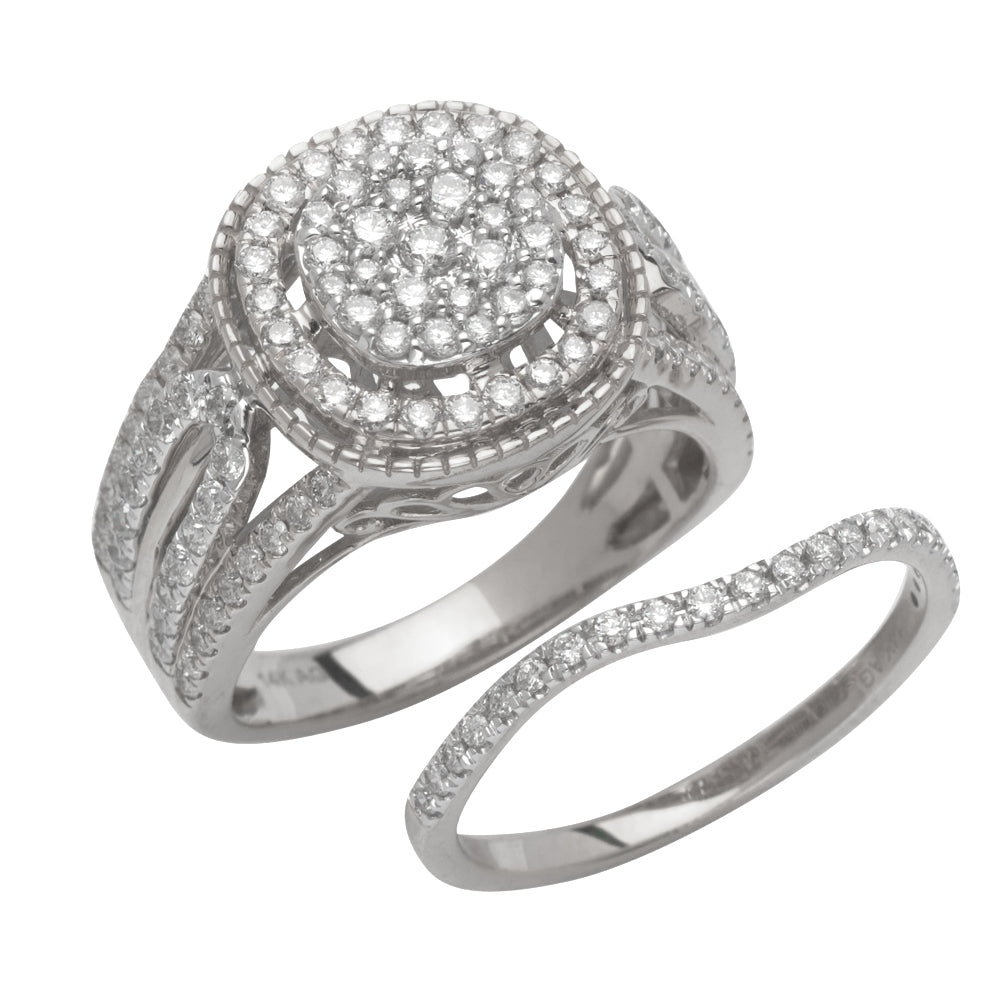 14KW 1.45CTW DIAMOND ROUND HEAD BRIDAL SET