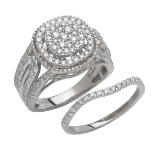 14KW 1.45CTW DIAMOND ROUND HEAD BRIDAL SET