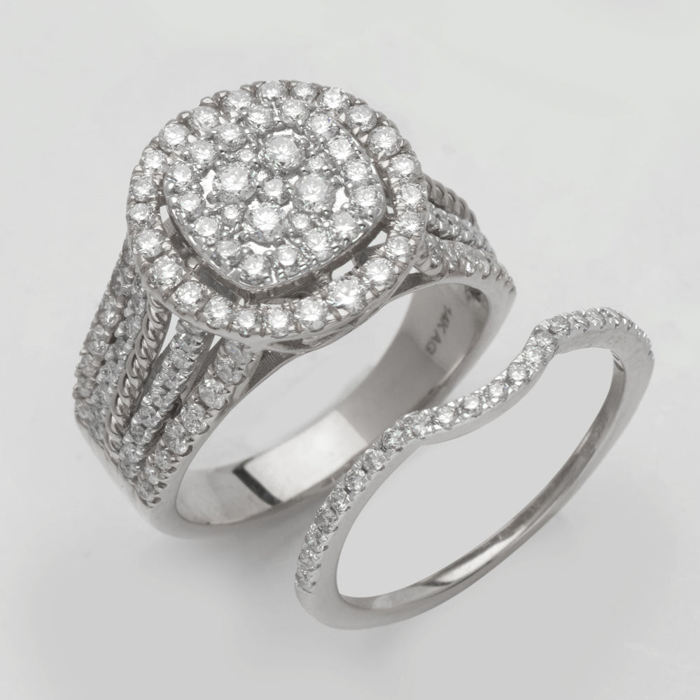 14KW 1.60CTW DIAMOND ROUND BRIDAL SET