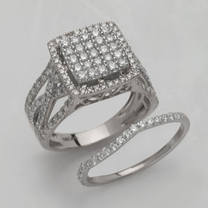 14KW 1.55CTW DIAMOND SQUARE BRIDAL SET